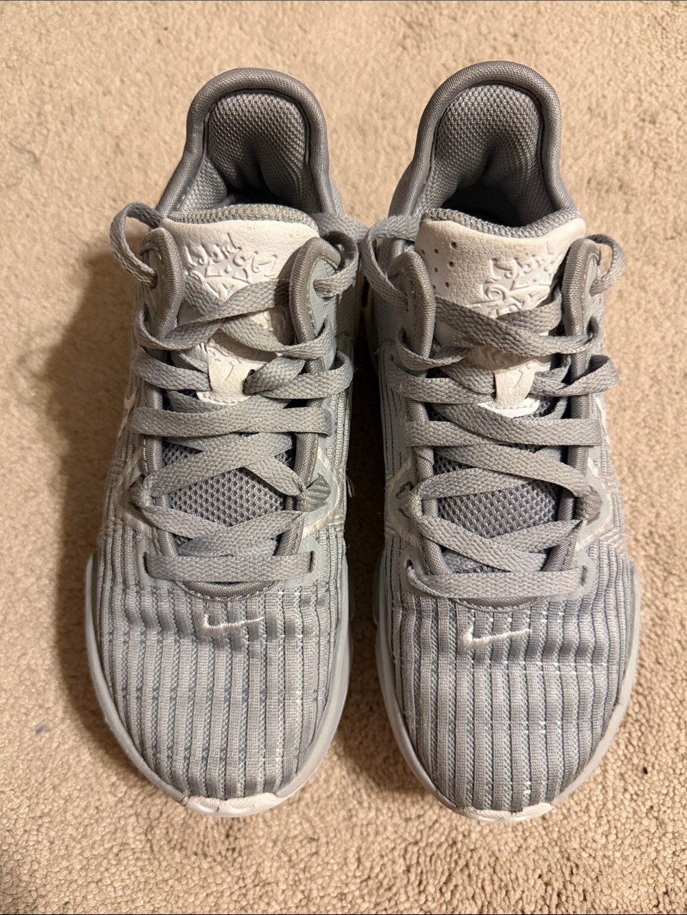 Kids Light Gray Athletic Sneakers with Padded Comfort